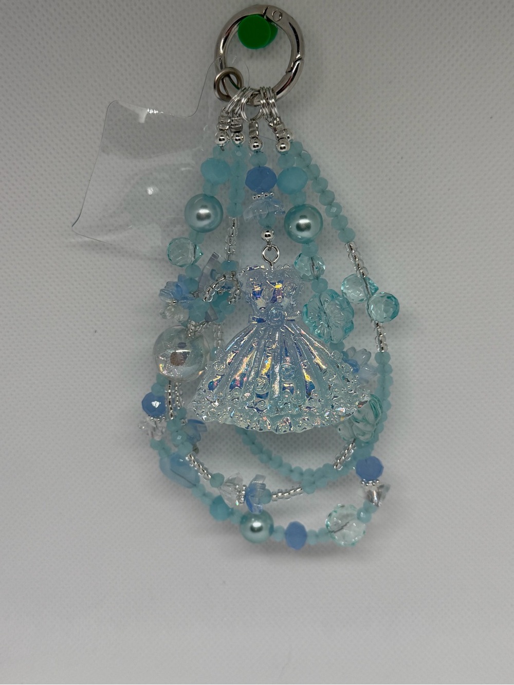 Crystal Blue Dress Charm Beaded Keychain